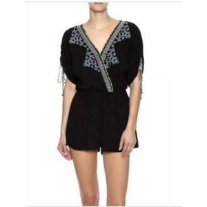 NEW Flying Tomato Black Embroidered SHORTS JUMPER ROMPER XS 8552